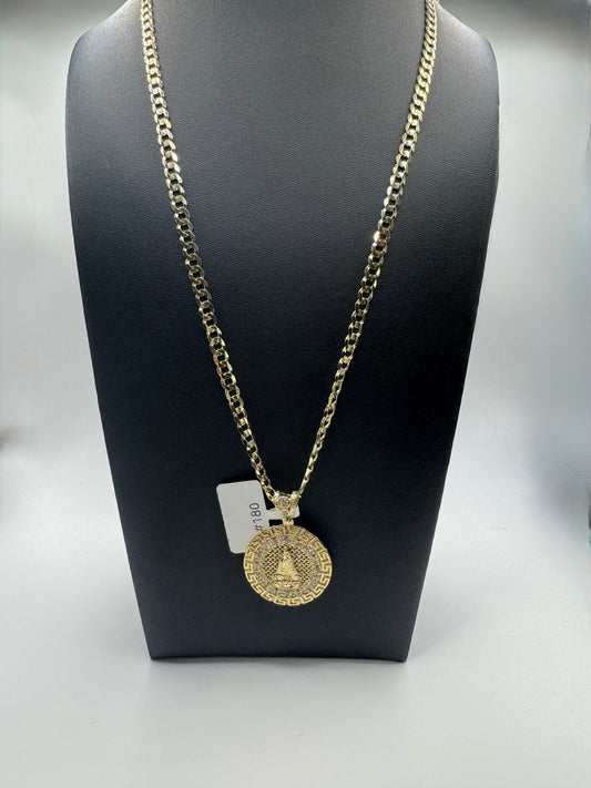 Diamond-Cut Chain with Our Lady of Charity Pendant