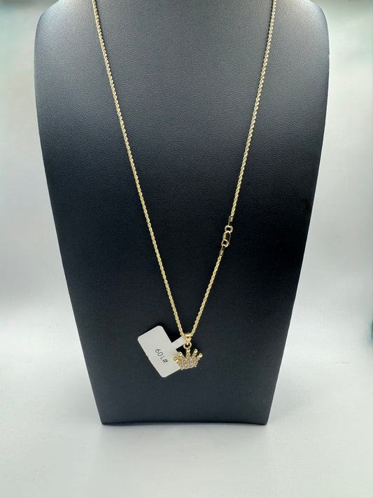 Rope Chain with Crown Pendant