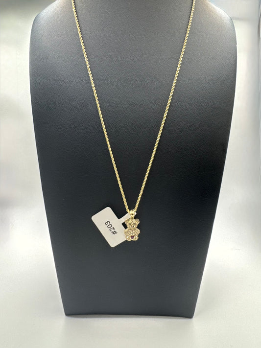 Rope Chain with Teddy Bear Pendant