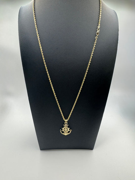 Rope Chain with Anchor Pendant